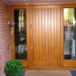 Iroko frame and boarded door Four Oaks