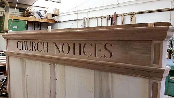 Oak church notice board Upper Longdon